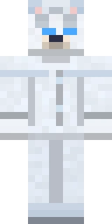 The Arctic Fox Minecraft skin shown flat from the front, the animals outfit as it sits in the skin file