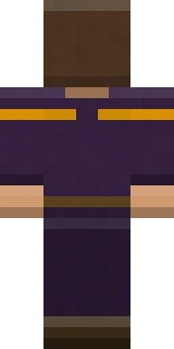 The back of the Astro Merchant Minecraft skin, flat from the file: the back of the Astroworld outfit with its astroworld and trader detailing