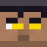 Face of an example cyberpunk Minecraft skin, neon style