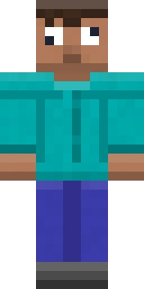 The Derp Steve Minecraft skin shown flat from the front, the memes outfit as it sits in the skin file