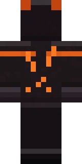 The back of the Fire Demon Minecraft skin, flat from the file: the back of the fantasy outfit with its demon and fire detailing