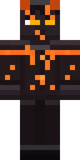 The Fire Demon Minecraft skin shown flat from the front, the fantasy outfit as it sits in the skin file