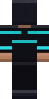 The back of the Neon Hacker Minecraft skin, flat from the file: the back of the sci-fi outfit with its hacker and neon detailing