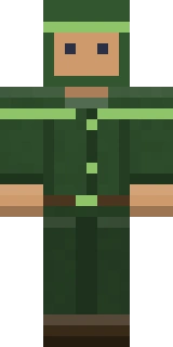 The Royal Archer Minecraft skin shown flat from the front, the medieval outfit as it sits in the skin file