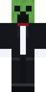 The Tuxedo Creeper Minecraft skin shown flat from the front, the memes outfit as it sits in the skin file