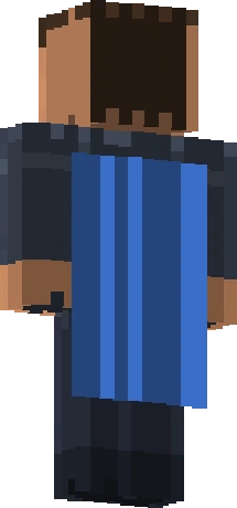 Illustration of the cape slot on the Minecraft player model in the blue this cape is described in, for the Cobalt Cape, which was added in version 1.7 on Java