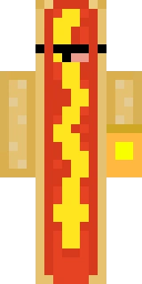 The Minecraft skin worn by Ashswag, shown flat from the front: a orange and red 64x64 skin on the steve model with 23 distinct colours