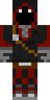 The Minecraft skin worn by BadBoyHalo, shown flat from the front: a black and red 64x32 skin on the steve model with 55 distinct colours