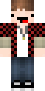 The Minecraft skin worn by BajanCanadian, shown flat from the front: a black and red 64x64 skin on the steve model with 110 distinct colours