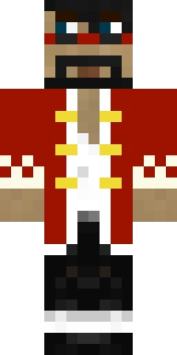 The Minecraft skin worn by CaptainSparklez, shown flat from the front: a red and black 64x64 skin on the steve model with 193 distinct colours
