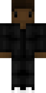 The Minecraft skin worn by Cxlvxn, shown flat from the front: a black and orange 64x32 skin on the steve model with 48 distinct colours