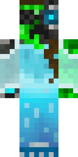 The Minecraft skin worn by Docm77, shown flat from the front: a white and cyan 64x64 skin on the steve model with 1236 distinct colours