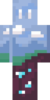 The Minecraft skin worn by Elysium_Fire, shown flat from the front: a blue and pink 64x64 skin on the steve model with 22 distinct colours
