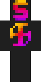 The Minecraft skin worn by Foolish_Gamers, shown flat from the front: a black and pink 64x64 skin on the steve model with 20 distinct colours