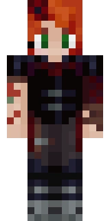 The Minecraft skin worn by GeminiTay, shown flat from the front: a black and red 64x64 skin on the alex model with 70 distinct colours
