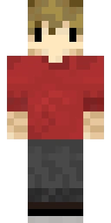 The Minecraft skin worn by Grian, shown flat from the front: a orange and red 64x64 skin on the alex model with 136 distinct colours