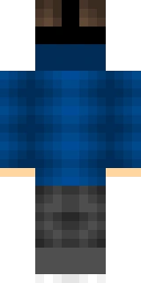 The back of the Minecraft skin worn by H2ODelirious, shown flat with the same pixels the game wraps around the back of the player model