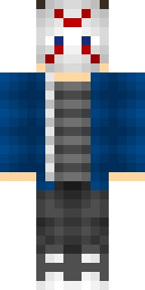 The Minecraft skin worn by H2ODelirious, shown flat from the front: a blue and black 64x64 skin on the steve model with 45 distinct colours