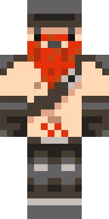 The Minecraft skin worn by Honeydew, shown flat from the front: a grey and orange 64x32 skin on the alex model with 16 distinct colours