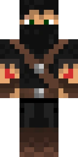 The Minecraft skin worn by hypixel, shown flat from the front: a black and orange 64x32 skin on the steve model with 50 distinct colours