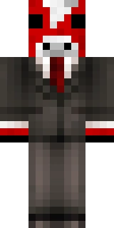 The Minecraft skin worn by JackSucksAtLife, shown flat from the front: a red and black 64x32 skin on the steve model with 303 distinct colours