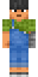The Minecraft skin worn by kenadian, shown flat from the front: a blue and orange 64x64 skin on the alex model with 50 distinct colours