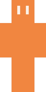 The Minecraft skin worn by KrisJelbring, shown flat from the front: a orange and white 64x32 skin on the steve model with 3 distinct colours