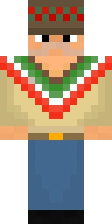 The Minecraft skin worn by Marc_IRL, shown flat from the front: a blue and orange 64x32 skin on the steve model with 121 distinct colours