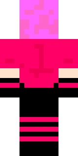 The back of the Minecraft skin worn by MinecraftChick, shown flat with the same pixels the game wraps around the back of the player model