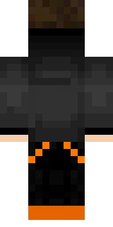 The back of the Minecraft skin worn by Mineplex, shown flat with the same pixels the game wraps around the back of the player model