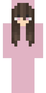 The Minecraft skin worn by Mysticat, shown flat from the front: a pink and black 64x64 skin on the alex model with 18 distinct colours
