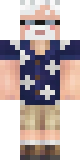 The Minecraft skin worn by ProfMobius, shown flat from the front: a blue and white 64x64 skin on the steve model with 502 distinct colours