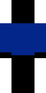 The back of the Minecraft skin worn by Quackity, shown flat with the same pixels the game wraps around the back of the player model
