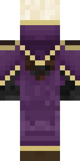 The back of the Minecraft skin worn by Rythian, shown flat with the same pixels the game wraps around the back of the player model