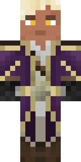 The Minecraft skin worn by Rythian, shown flat from the front: a orange and yellow 64x64 skin on the steve model with 257 distinct colours