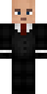The Minecraft skin worn by Searge, shown flat from the front: a black 64x64 skin on the steve model with 314 distinct colours