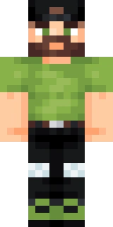 The Minecraft skin worn by Sigils, shown flat from the front: a black and orange 64x64 skin on the steve model with 44 distinct colours