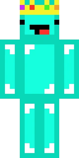 The Minecraft skin worn by Skeppy, shown flat from the front: a cyan and white 64x64 skin on the steve model with 12 distinct colours