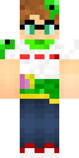 The Minecraft skin worn by Slimecicle, shown flat from the front: a white and blue 64x64 skin on the steve model with 396 distinct colours