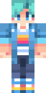 The Minecraft skin worn by Smajor1995, shown flat from the front: a blue and cyan 64x64 skin on the steve model with 48 distinct colours
