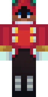 The Minecraft skin worn by Sneegsnag, shown flat from the front: a red and black 64x64 skin on the steve model with 134 distinct colours