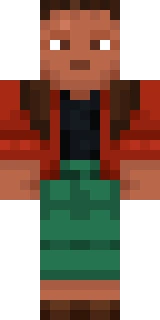 The Minecraft skin worn by solidarity, shown flat from the front: a red and green 64x64 skin on the steve model with 31 distinct colours