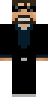 The Minecraft skin worn by SSundee, shown flat from the front: a black and blue 64x64 skin on the steve model with 90 distinct colours
