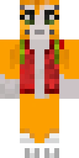 The Minecraft skin worn by stampylongnose, shown flat from the front: a orange and white 64x64 skin on the steve model with 325 distinct colours