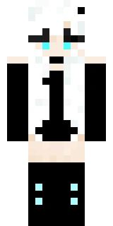 The Minecraft skin worn by sylvee, shown flat from the front: a black and white 64x64 skin on the alex model with 52 distinct colours