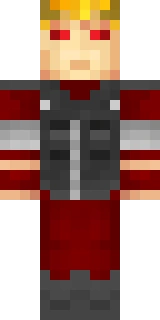 The Minecraft skin worn by TangoTek, shown flat from the front: a red and black 64x32 skin on the steve model with 376 distinct colours