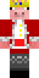 The Minecraft skin worn by Technoblade, shown flat from the front: a red and grey 64x64 skin on the steve model with 435 distinct colours
