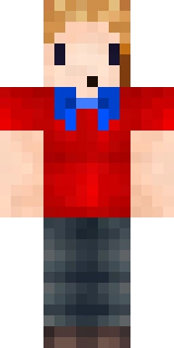The Minecraft skin worn by Tewtiy, shown flat from the front: a orange and red 64x64 skin on the steve model with 770 distinct colours