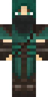 The Minecraft skin worn by ThnxCya, shown flat from the front: a cyan and black 64x64 skin on the steve model with 635 distinct colours