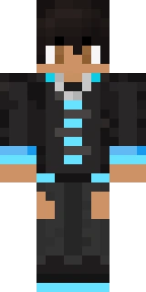 The Minecraft skin worn by Vasehh, shown flat from the front: a black and orange 64x64 skin on the steve model with 58 distinct colours